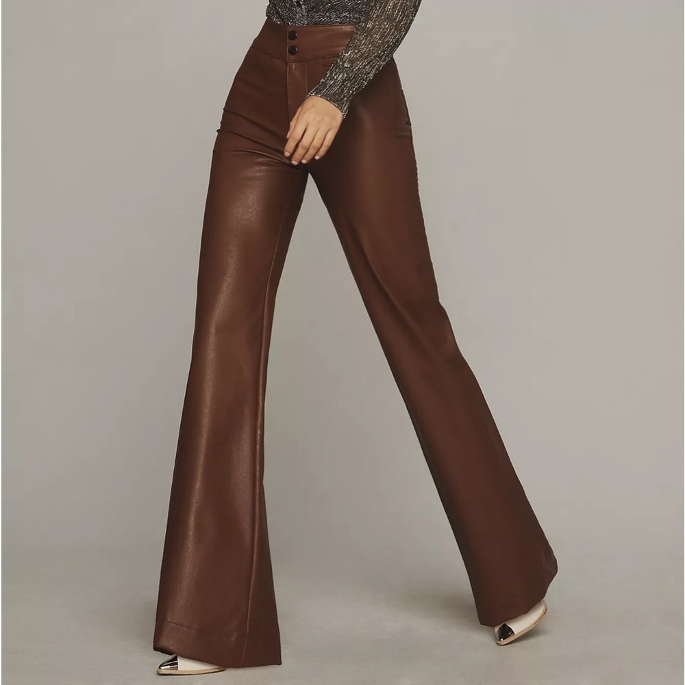NWT ASKK NY Brighton Faux Leather Flare Pants - Picture 4 of 5